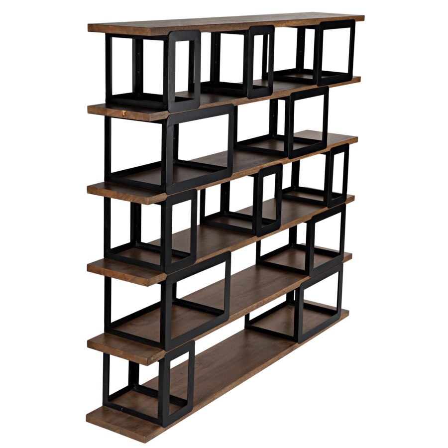 Fargo Bookcase, Dark Walnut/ Metal - bookcases | Noir