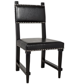 Kerouac Chair with Leather, Distressed Black