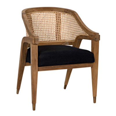 Chloe Chair Teak Caning And Black Cotton Occasional Chairs Noir