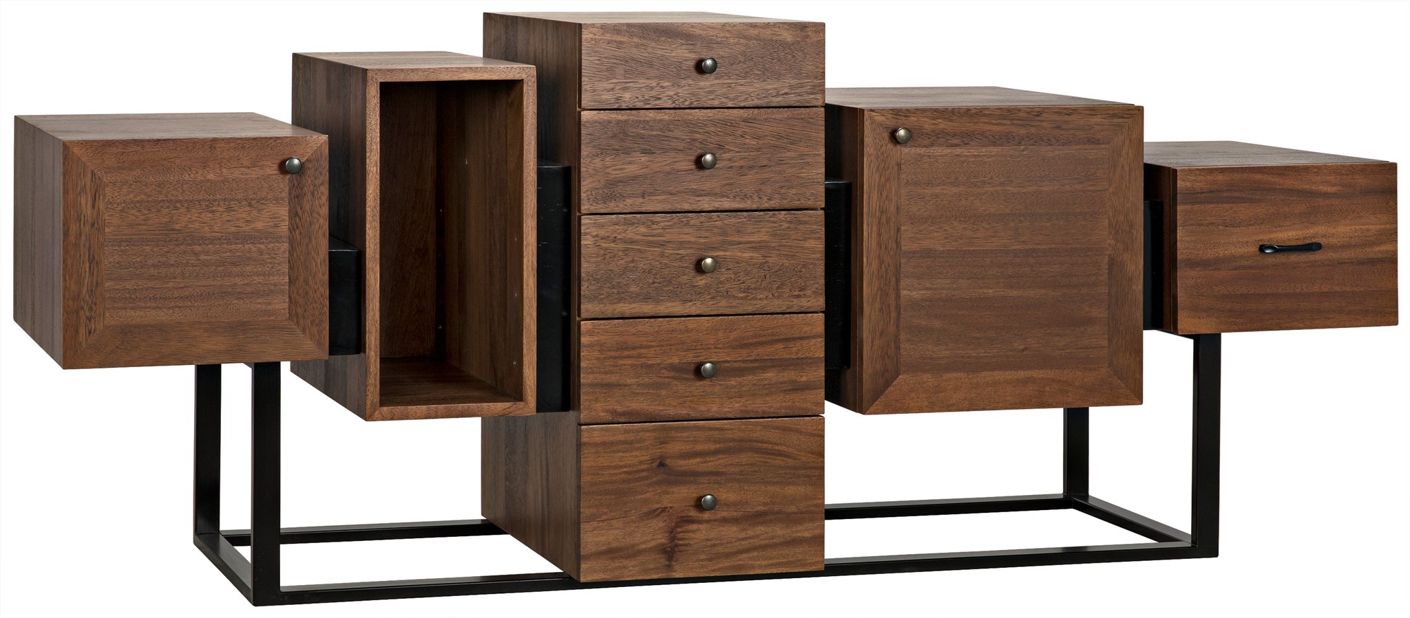 Ajax Sideboard, Black Metal and Walnut