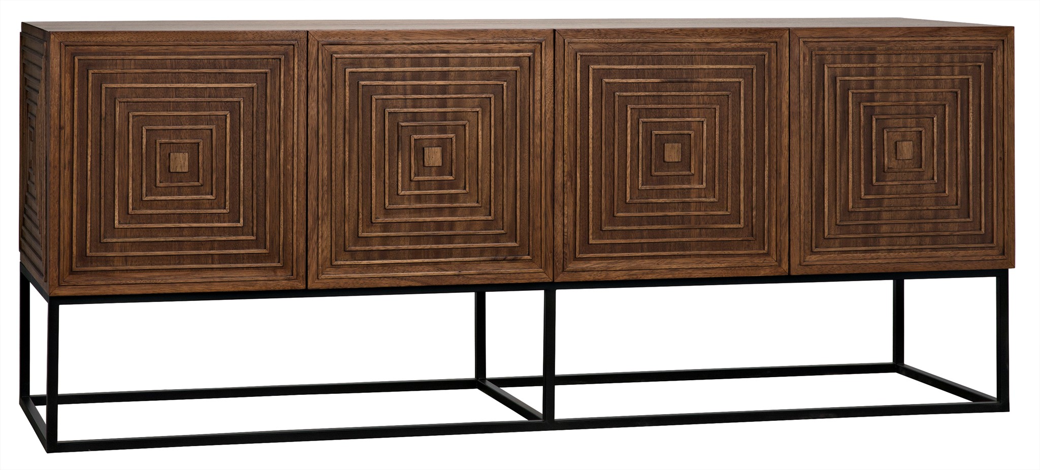 Lanon Sideboard with Metal Base, Dark Walnut