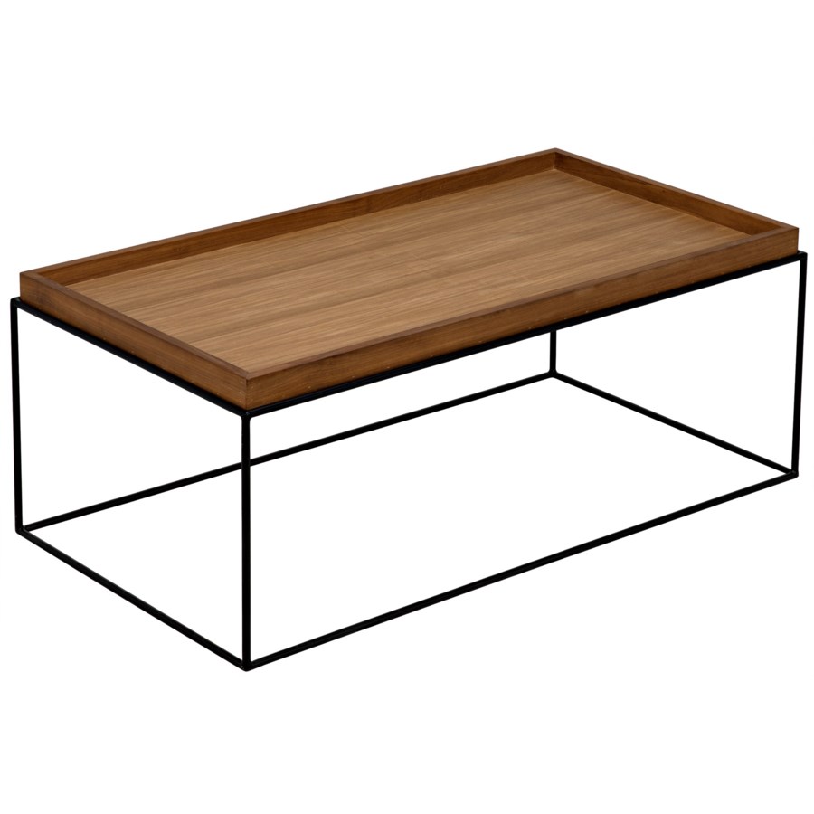 SL01 Coffee Table, Metal Base with Gold Teak Top ...