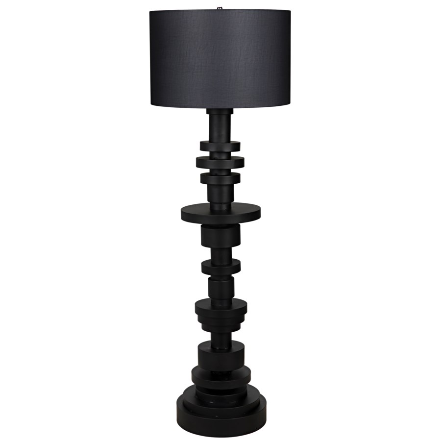 Wilton Floor Lamp w/Shade, Black Metal - floor lamps | Noir