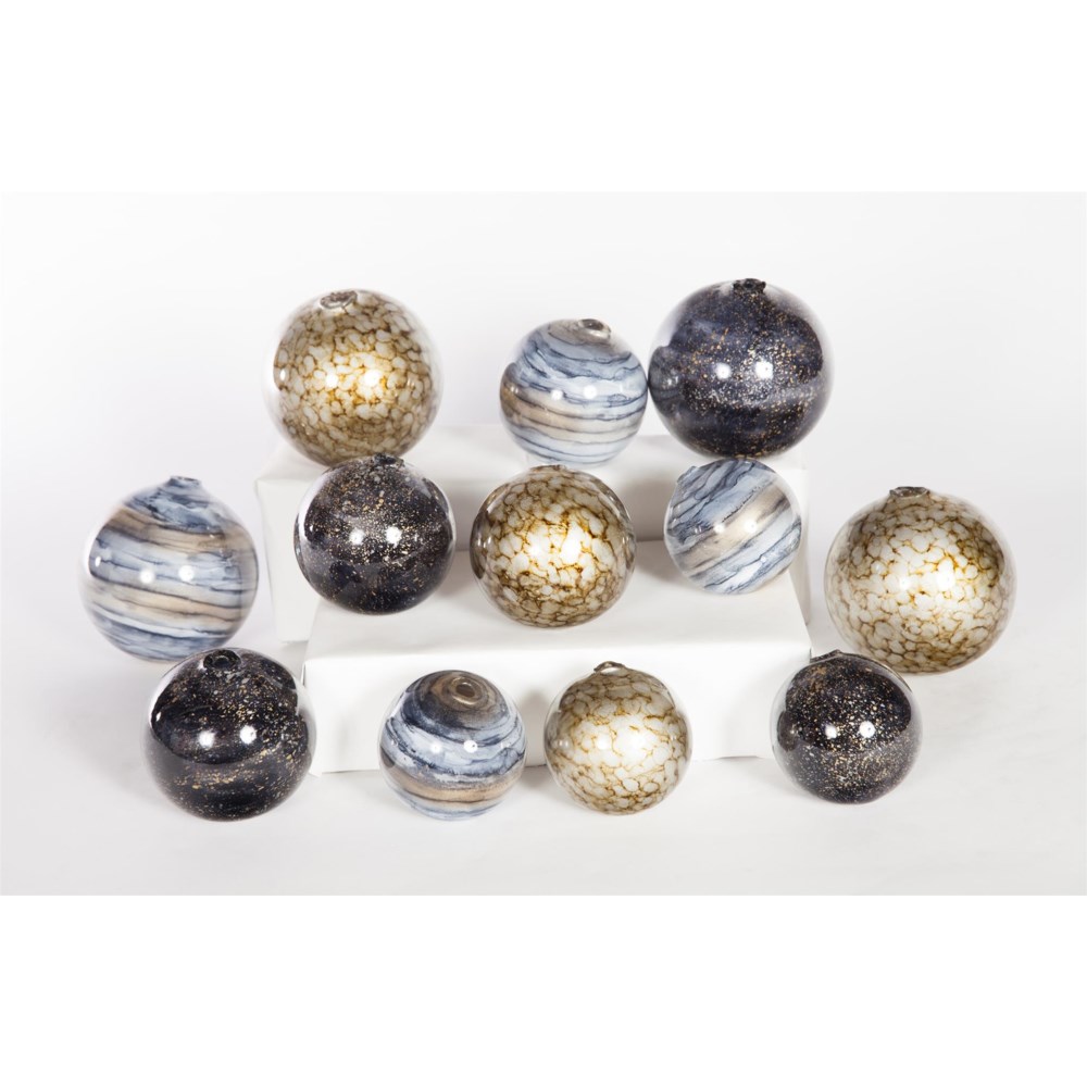 Set of 12 Spheres in Emperor's Stone, Cheers & Sea Pearls