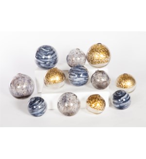 Set of 12 Spheres in Mythic, Driftstone & Glimmer