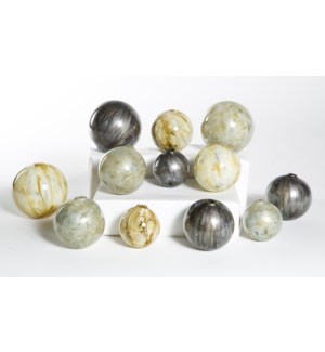 Set of 12 Spheres  in Wrinkled Linen, Concord & Oyster Shell