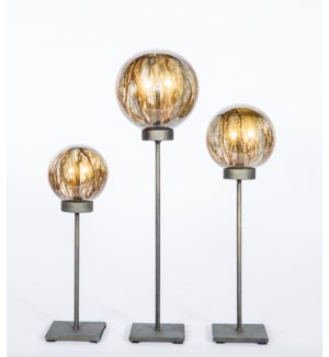 Set of 3 Glass Balls on Stands in Sutter's Mill Finish