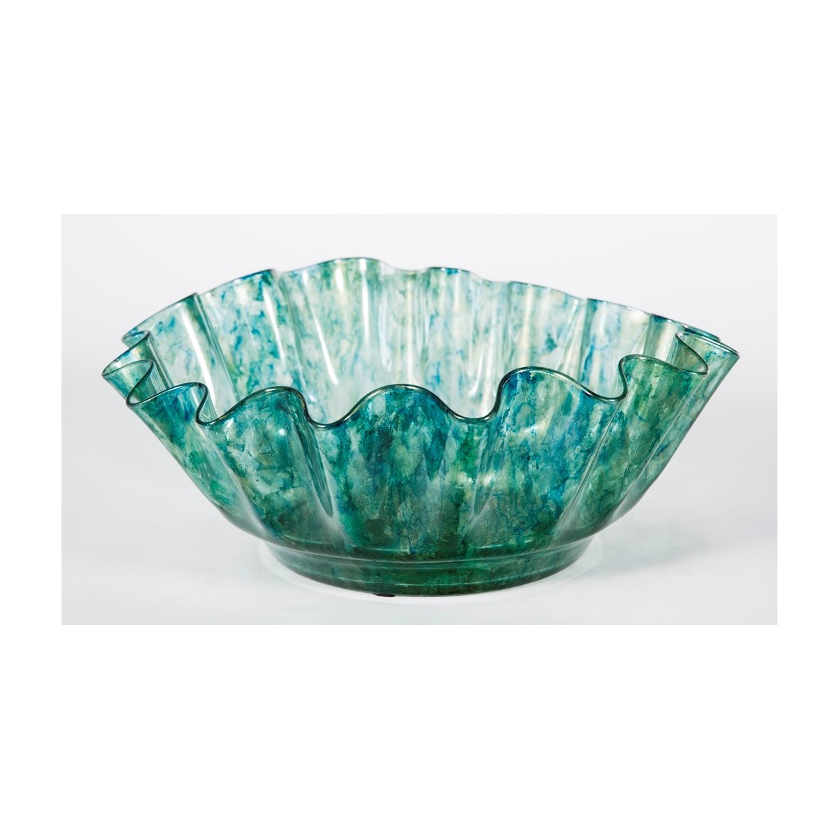Large Ruffle Bowl in Sea Glass Finish