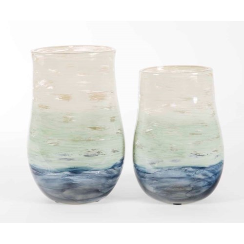 Small Flat Urn In Ocean Finish Vases Prima Design Source