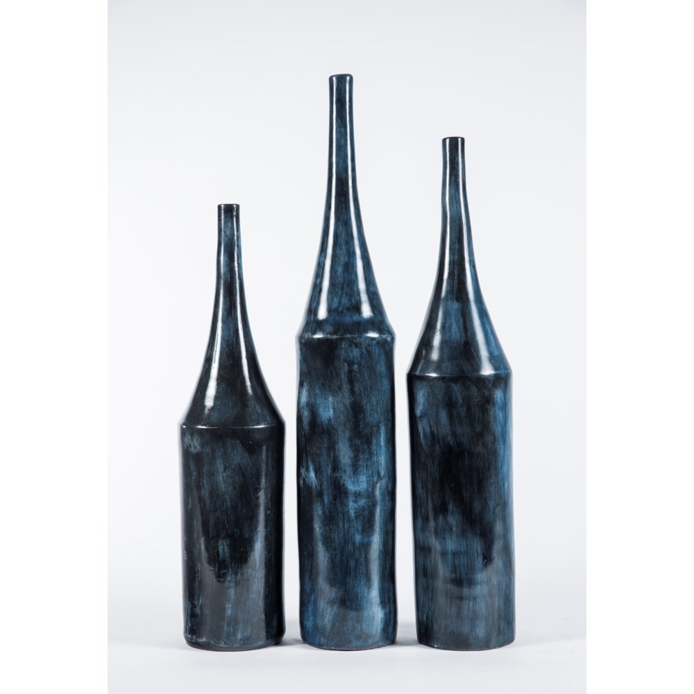 Large Tall Neck Vase in Bauhaus Black Finish