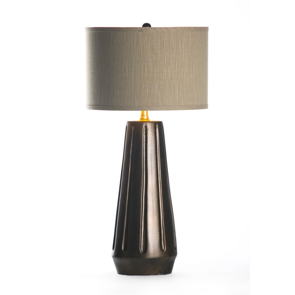 Marley Table Lamp In Cast Iron With 15 Grey Gold Drum Shade Table Lamps Prima Design Source