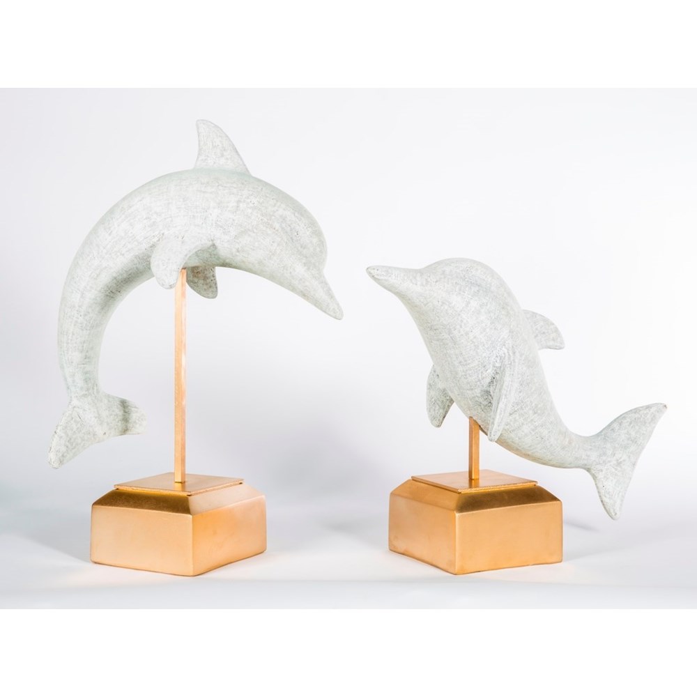 Large Dolphin on Stand in Vintage Blanco Finish