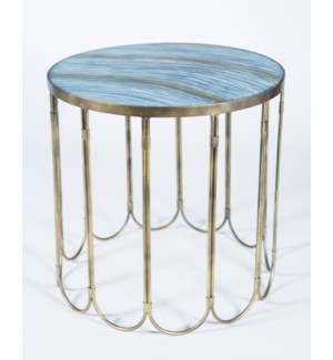 Looped Side Table in Antique Brass with Top in Cheers Finish