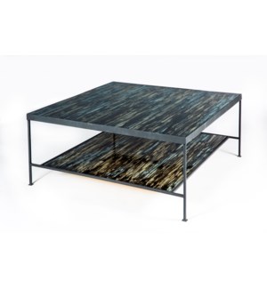 Sylvia Coffee Table in Black with Glass Shelves in Solstice Finish