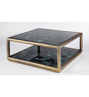 Hamilton Coffee Table in Antique Silver with Shelves in Galaxy Storm Finish