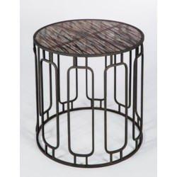 Murray Side Table in Antique Sillver with Glass Shelves in Graphite Finish
