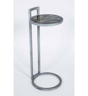 Jeffrey Accent Table in Antique Silver with Shelf in Solstice Finish