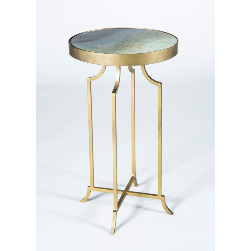 Gloria Accent Table in Antique Brass with Solid Amythest Glass Finish