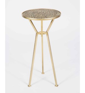 Amelia Accent Table in Gold with Glass Top in Glorious Gold Finish