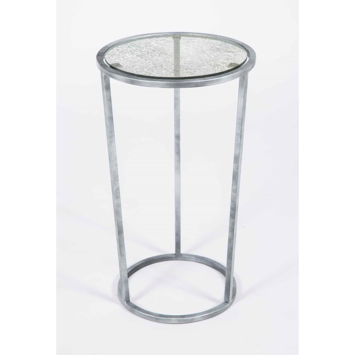 Samuel Accent Table in Antique Silver with Glass Top in Frosted Sky Finish