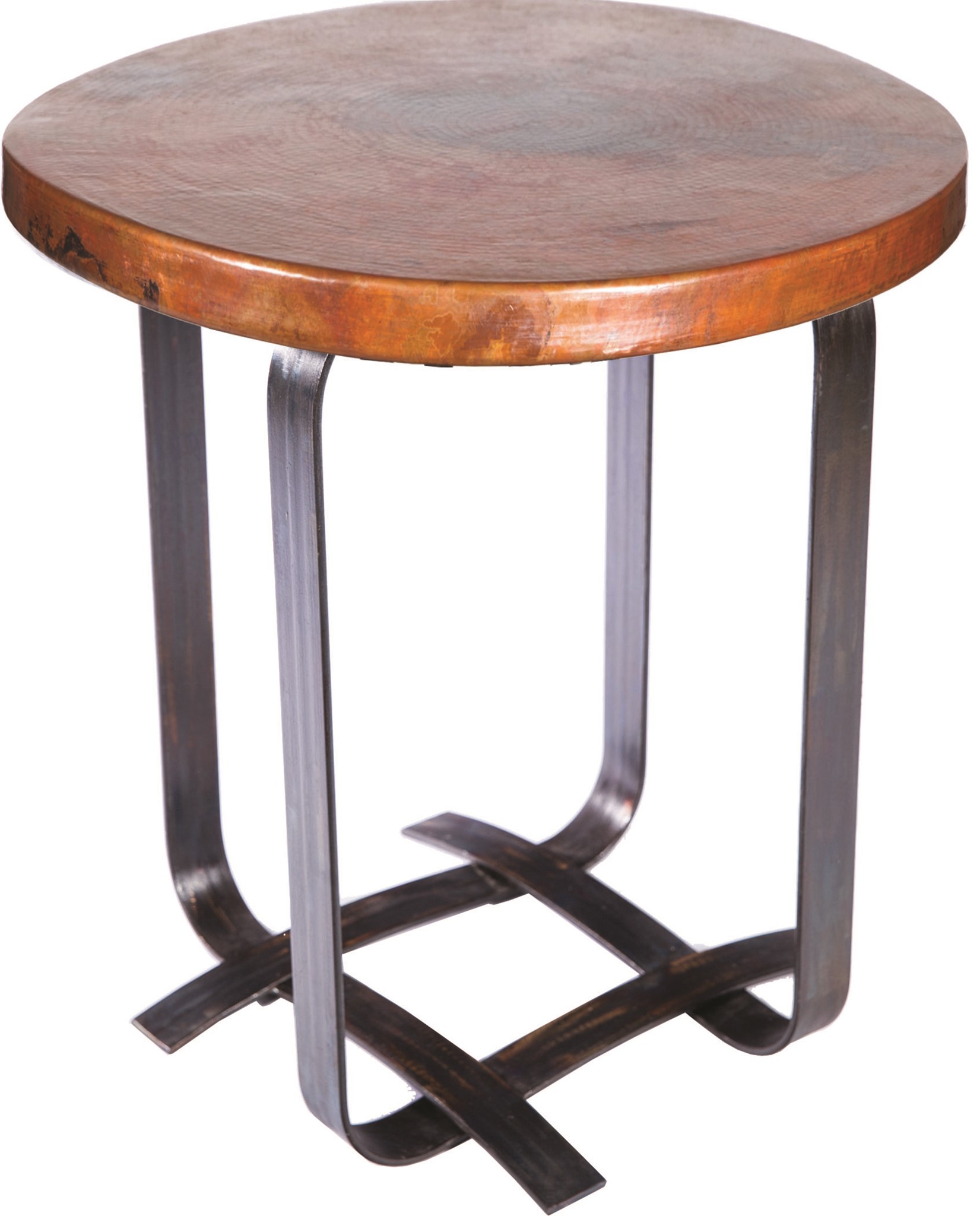Douglas Basketweave Side Table with Hammered Copper Top - end tables