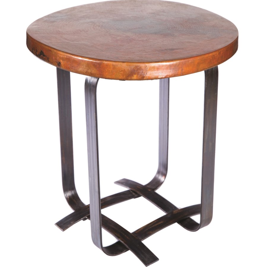 Douglas Basketweave Side Table with Hammered Copper Top - end tables