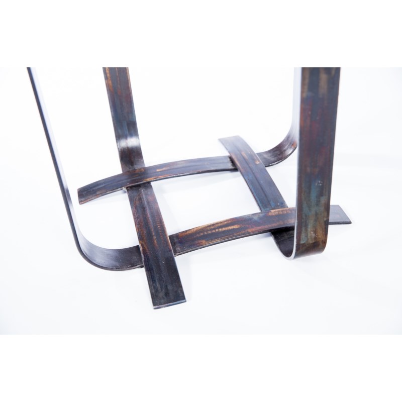 Douglas Basketweave Side Table With Dark Brown Hammered