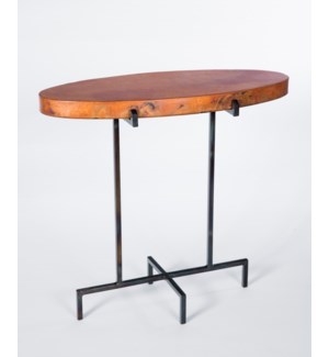Oval Accent Table with Hammered Copper Top