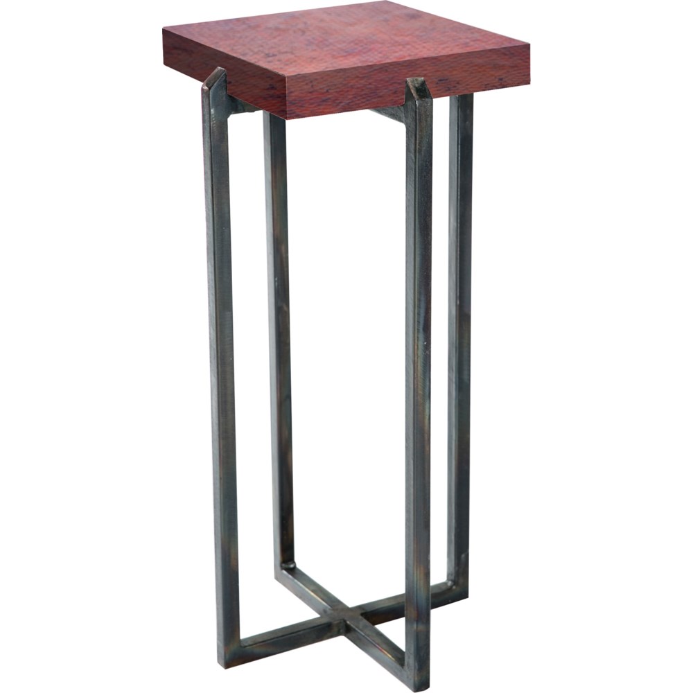 Square Accent Table with Dark Brown Hammered Copper Top