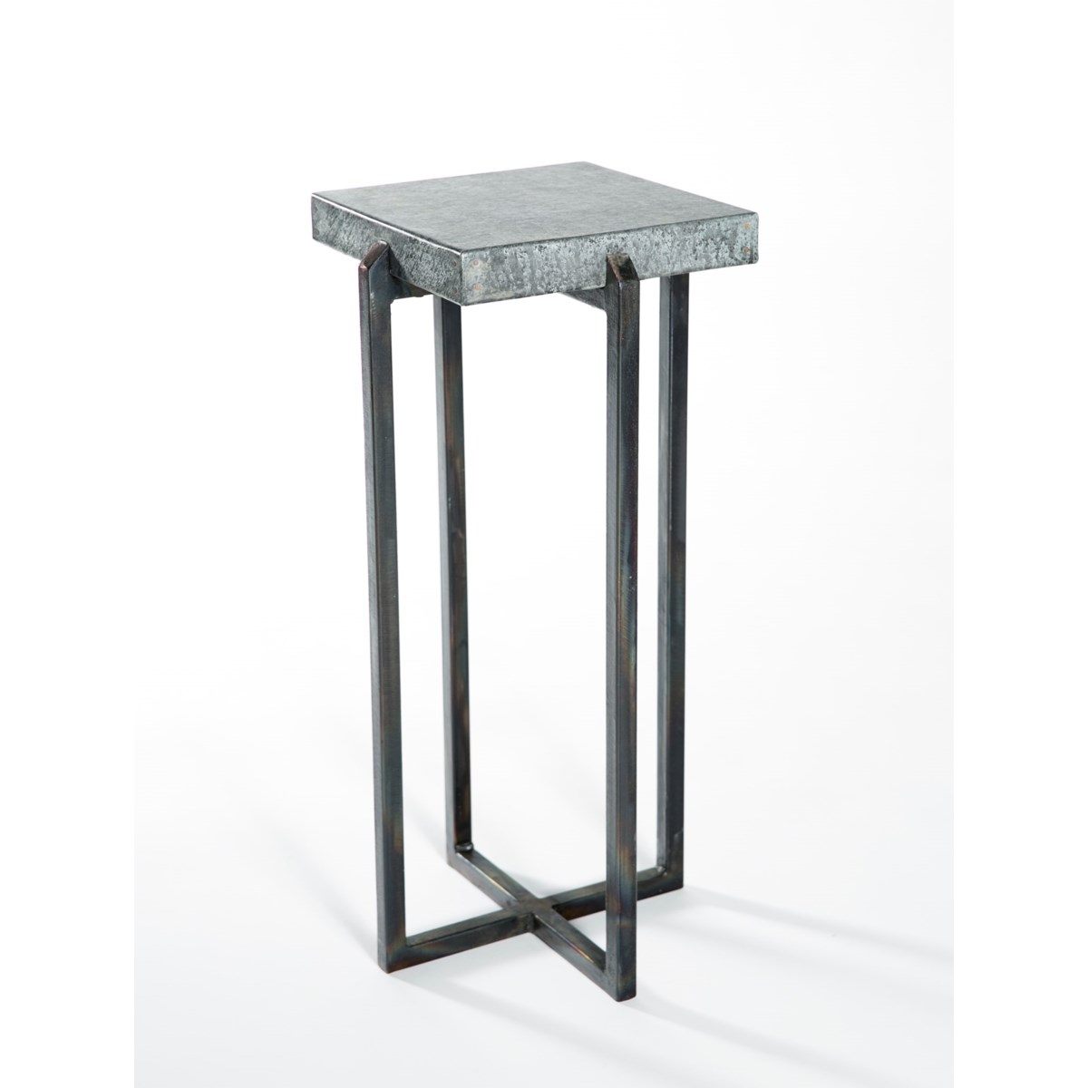 Square Accent Table with Hammered Zinc Top