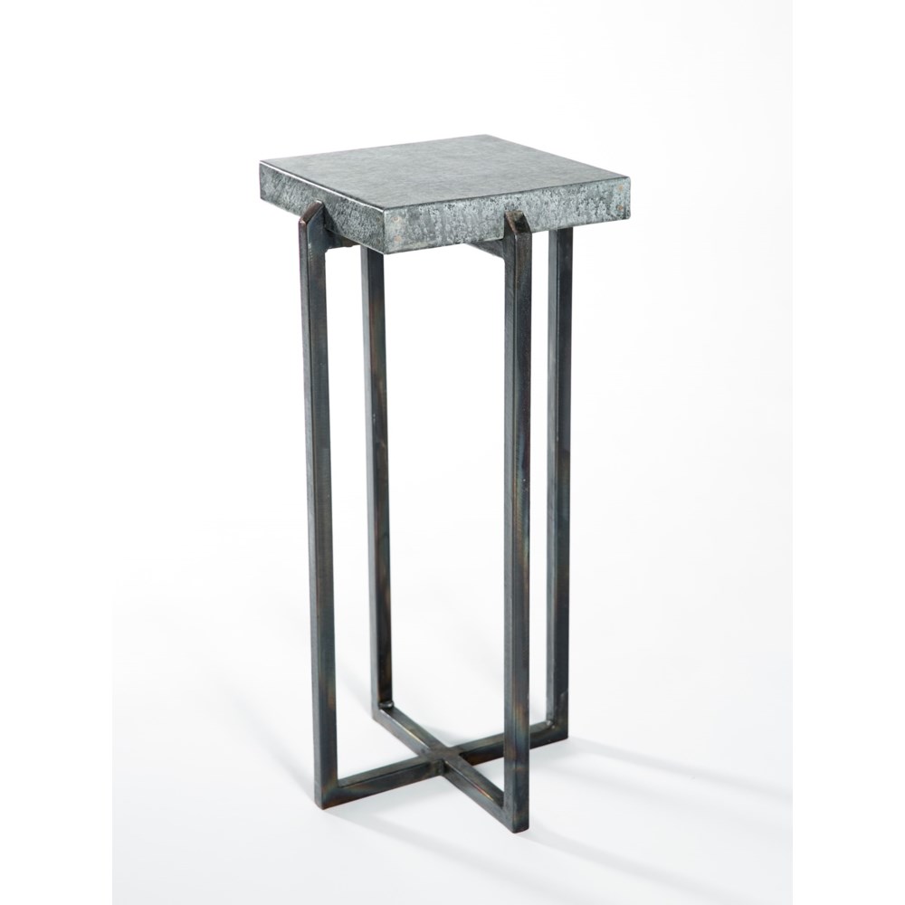 Square Accent Table with Hammered Zinc Top