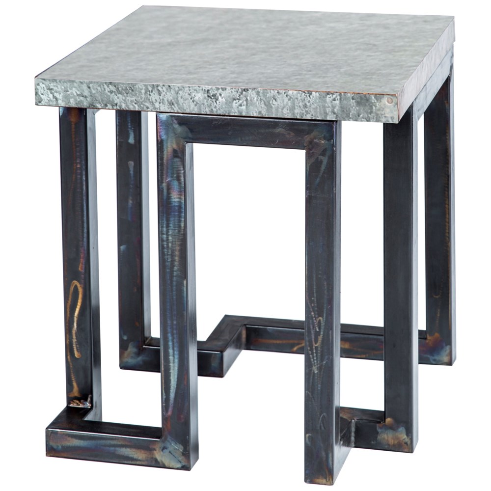 Aiden Side Table with Hammered Zinc Top