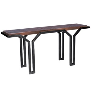 Mason Console Table with Dark Brown Hammered Copper Top