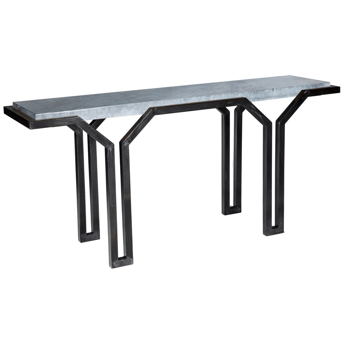 Mason Console Table with Hammered Zinc Top