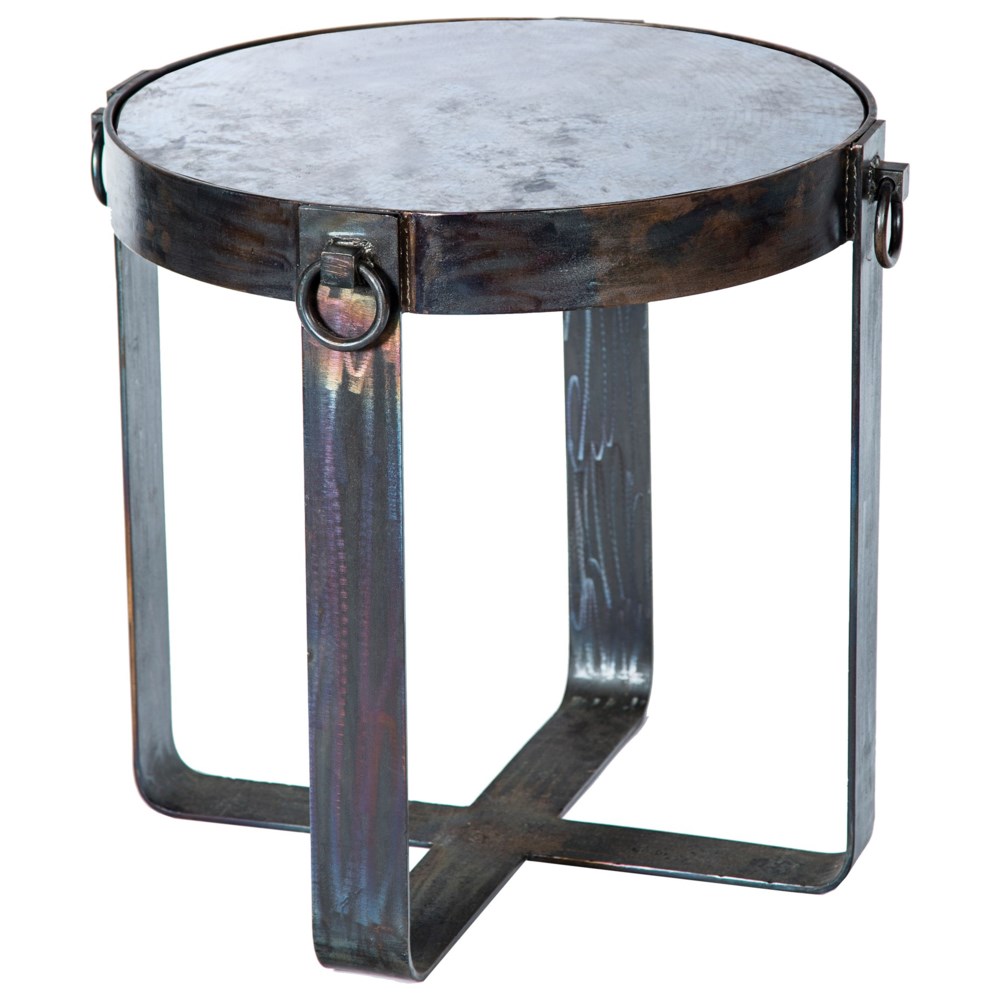 Palmer Side Table Base with Acid Washed Hammered Zinc Top