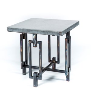 Elliot Side Table with Acid Washed Hammered Zinc Top