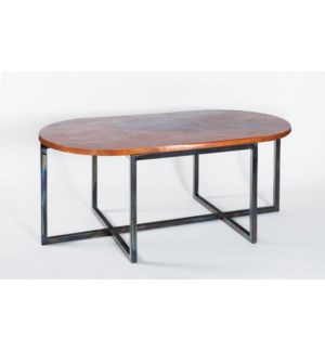 Foster Oval Cocktail Table with Natural Oval Hammered Copper Top