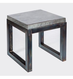 Chester Side Table with Acid Washed Hammered Zinc Top