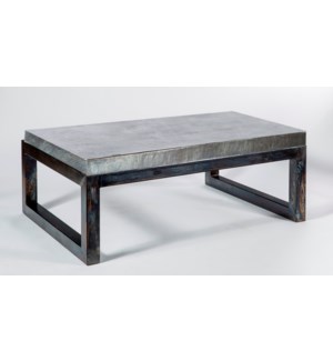 Chester Cocktail Table with Acid Washed Hammered Zinc Top