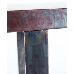 Demi Lune Strap Console Table with Dark Brown Hammered Copper Top
