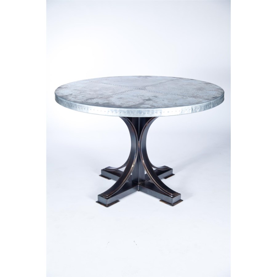 Winston Dining Table With 48 Round Hammered Zinc Top Dining Prima Design Source