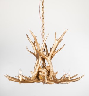 Antler Chandelier with 6 Lights in Gold