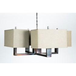 Oliver 4-Arm Chandelier with Grey/Gold Rectangle Shades
