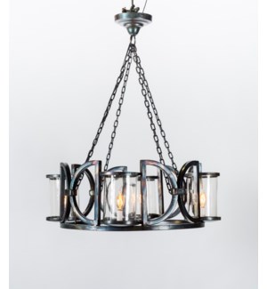 Lancaster 4 Light Round Chandelier with Clear Hurricanes
