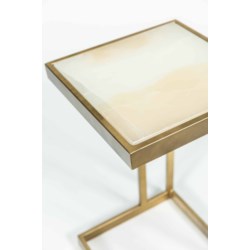 Margo Accent Table in Antique Brass with White Onyx