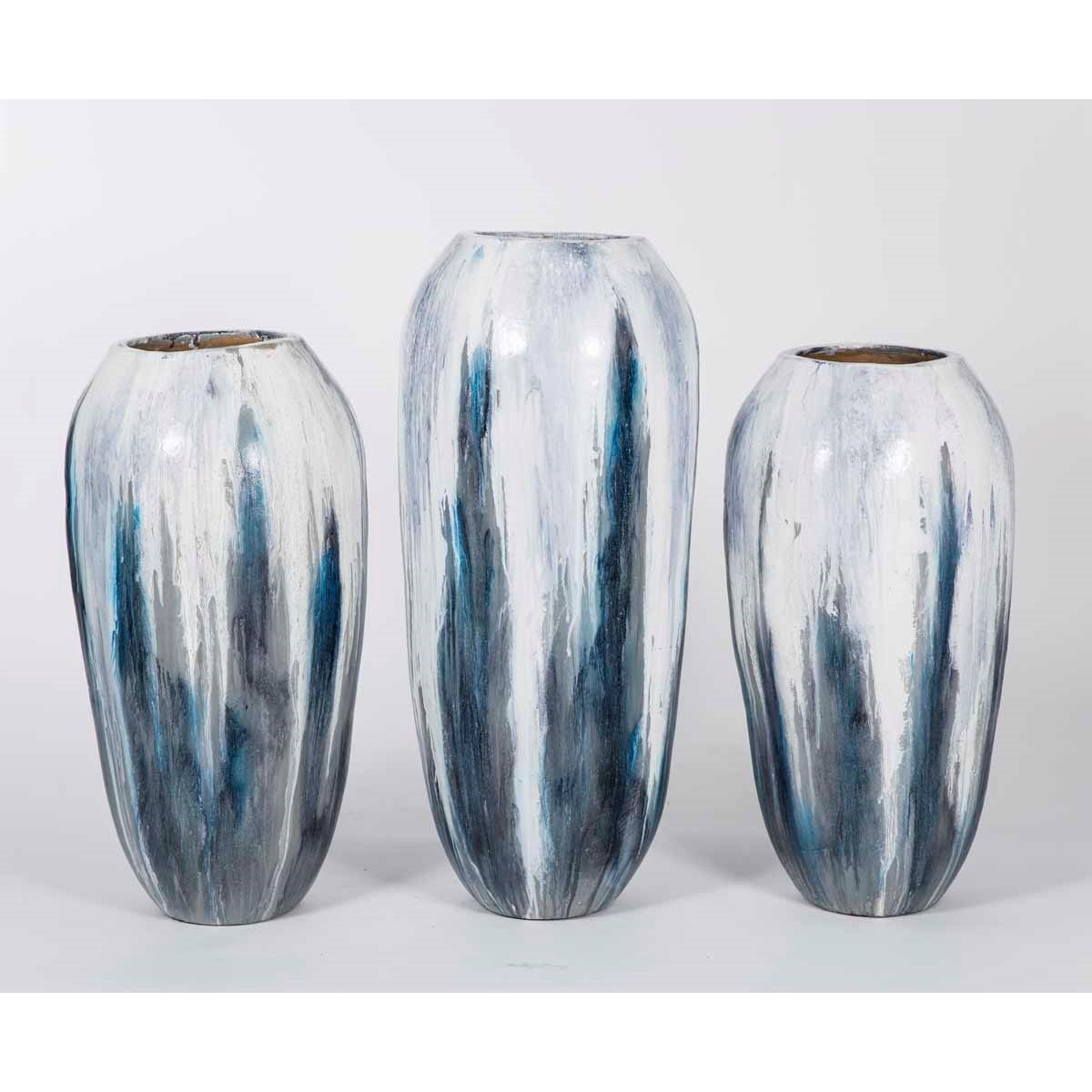 Set of 3 Floor Vases in Gray Cloud Finish