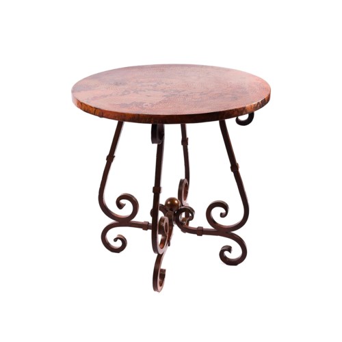 French Bar Table With 40 Round Hammered Copper Top Bar Tables