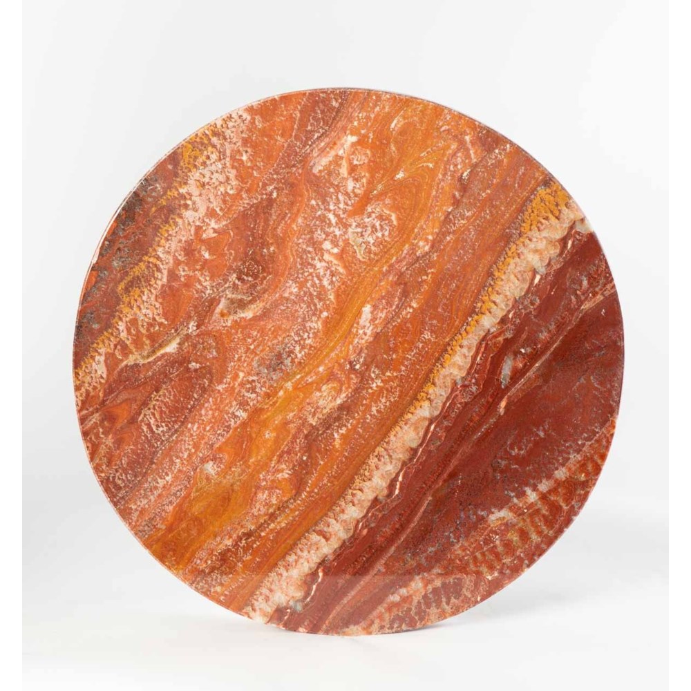 Red Onyx Top Polished 36" Round x 2 1/2" Live Edge