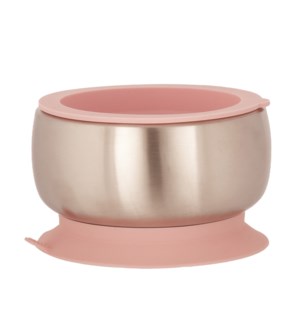 Baby Stainless Suction Bowl + Lid - Pink