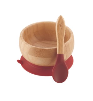 Baby Bamboo Suction Bowl+Spoon - Magenta